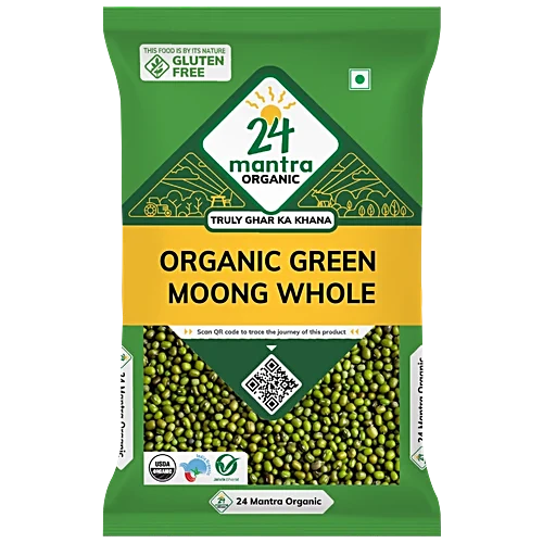 24 Mantra Organic Green Moong Dal Whole 500G