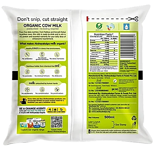 Akshayakalpha Farm Fresh Milk 500 Ml