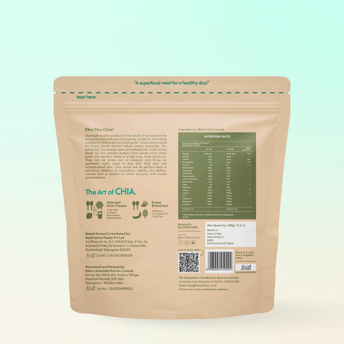 Nourish Black Chia Seeds 150G