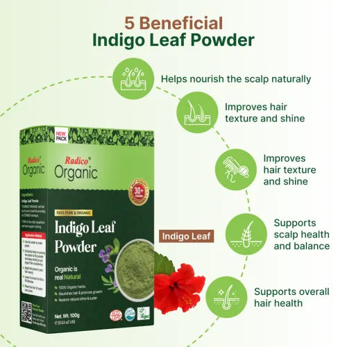 Radico Indigo Leaf Powder For Hair Coloring 100 G