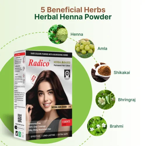 Radico Herbal Hair Color Natural Dark Brown 60 Grams