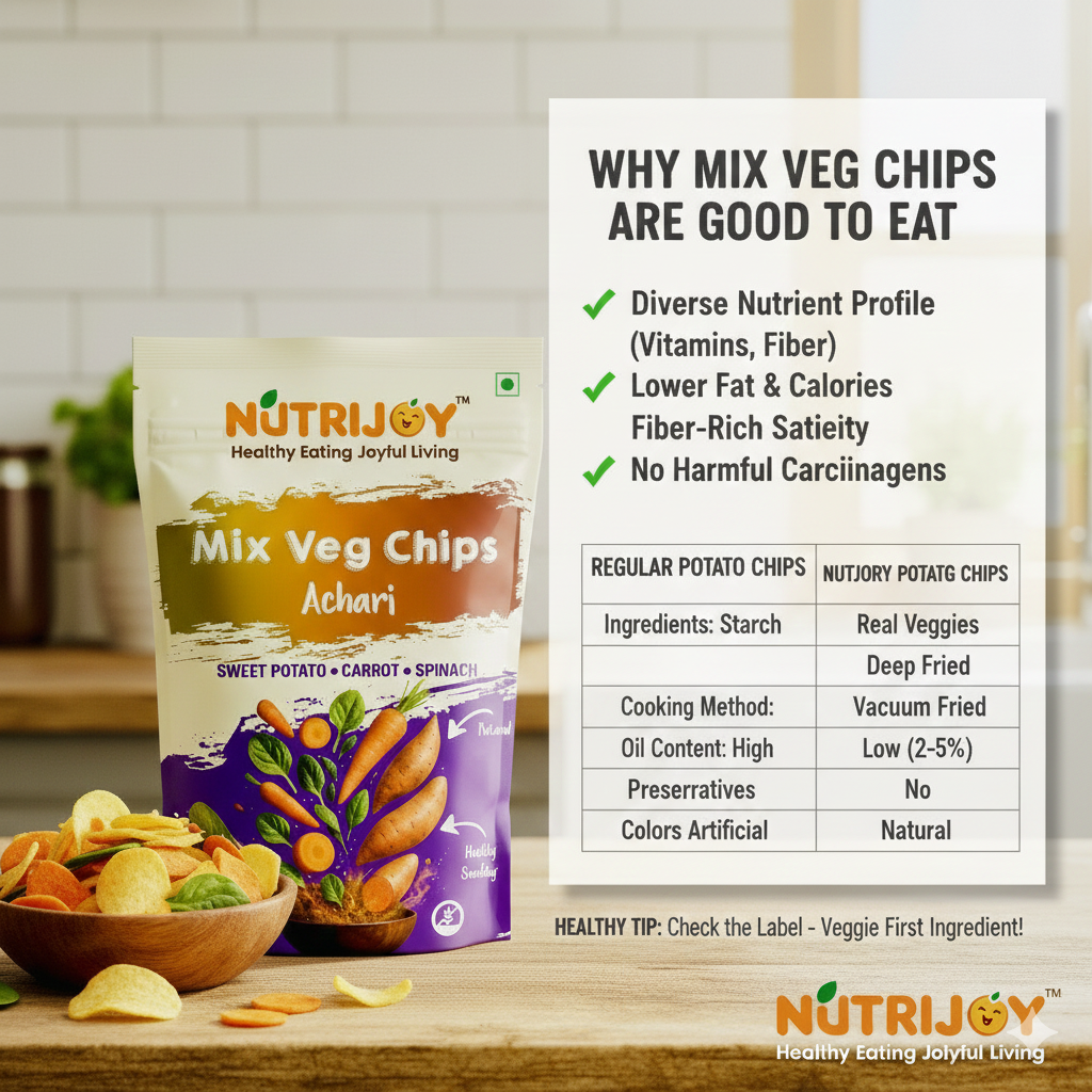 Nutrijoy Mix Veg Chips- Achari 85Gm