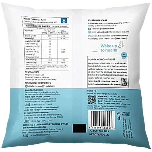 Sids Farm A2 Buffalo Milk 500 Ml