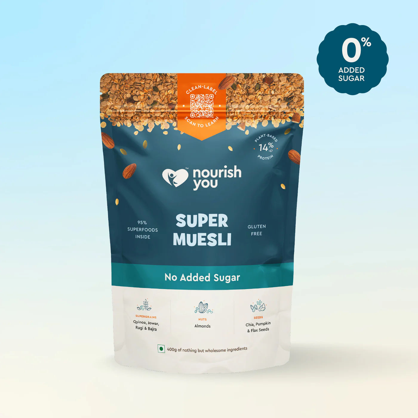 Nourish Super Muesli No Added Sugar 400G