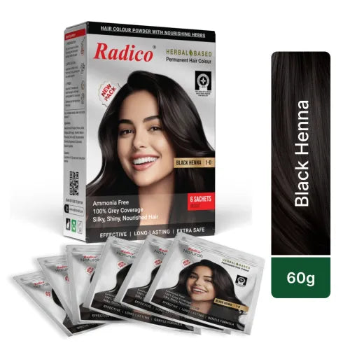 Radico Herbal Hair Color Natural Black Henna 60 Grams 100 G