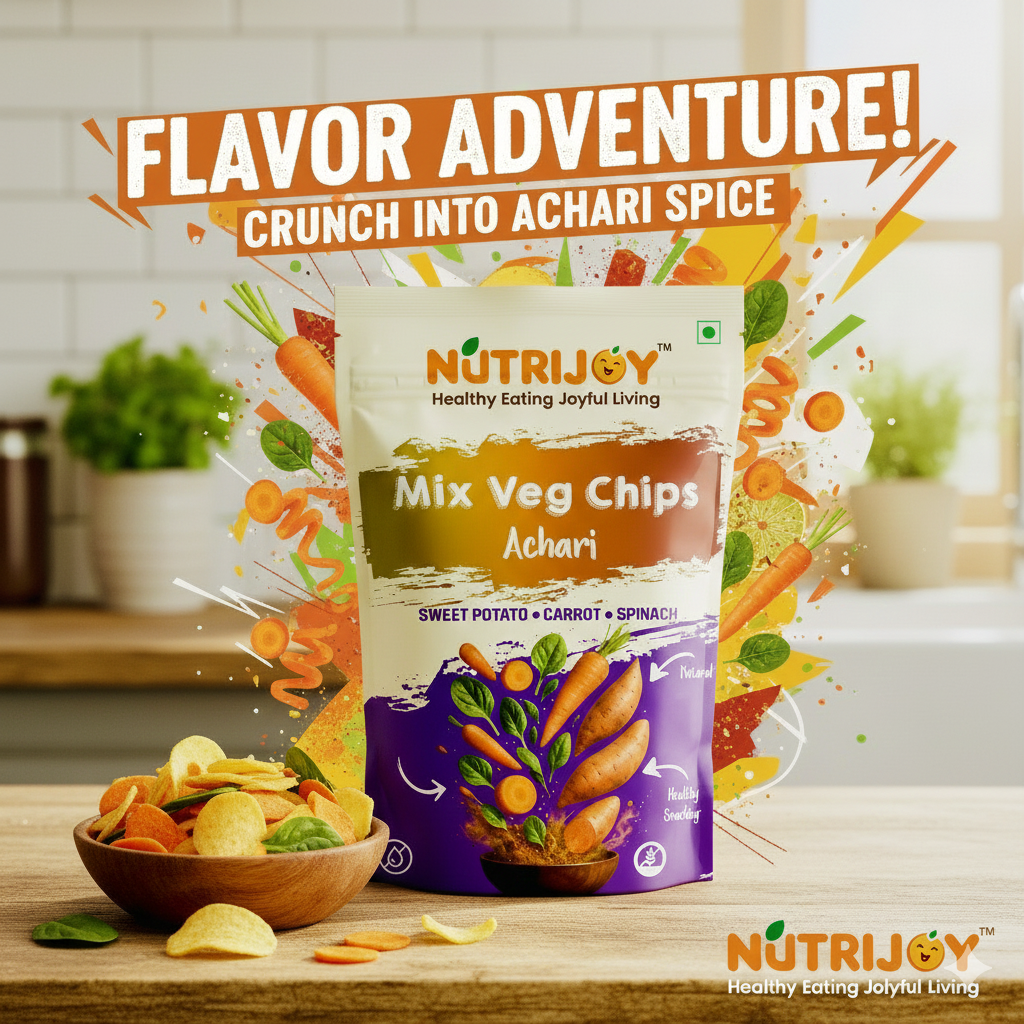 Nutrijoy Mix Veg Chips- Achari 85Gm