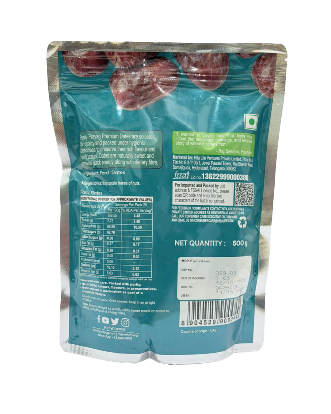 Purity Prayag Fard Dates 500g