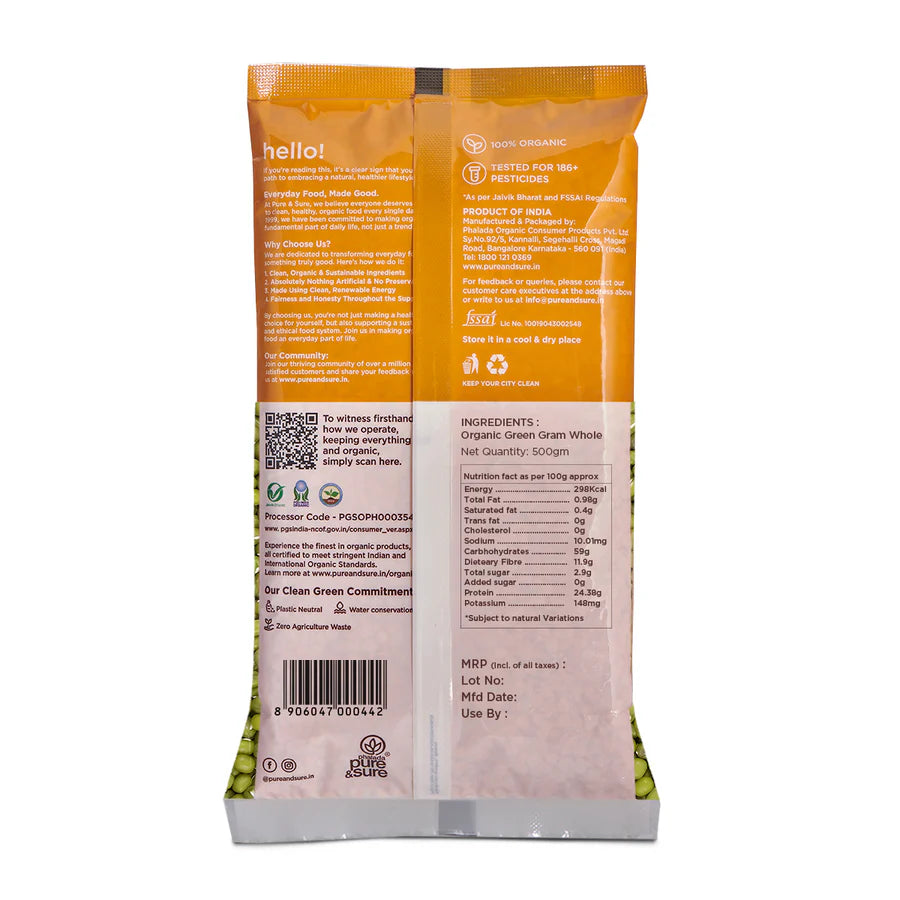 Ps Org Green Gram Whole - 500G