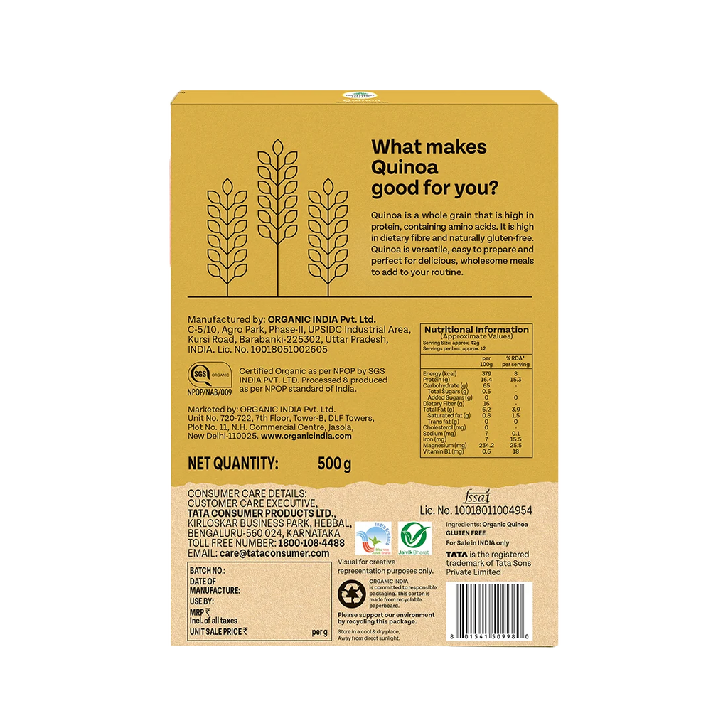 ORGANIC INDIA QUINOA 500 GM