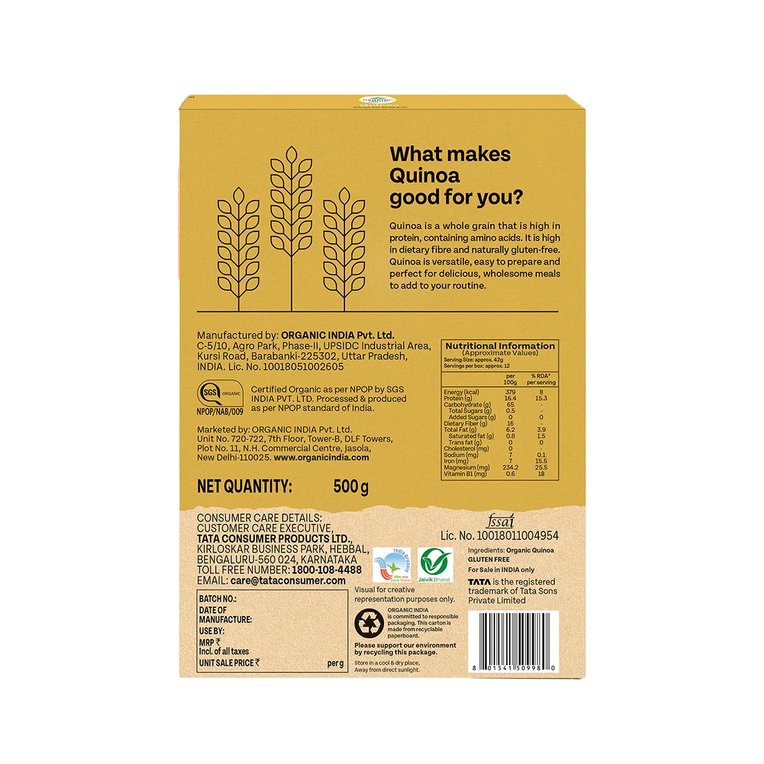 ORGANIC INDIA QUINOA 500 GM