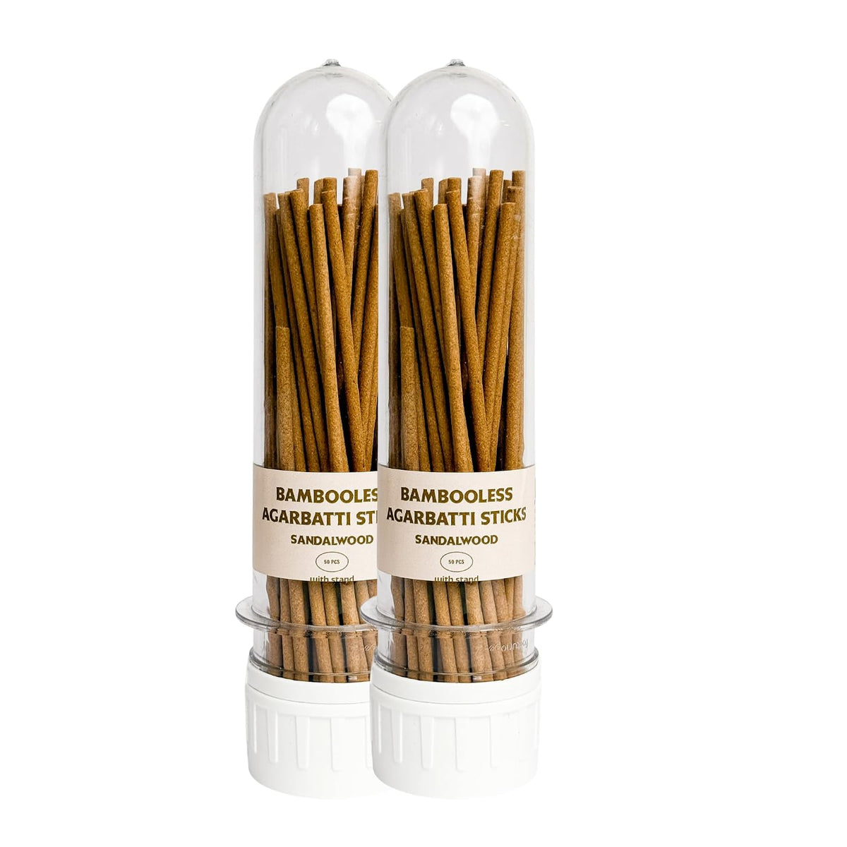 SWAHA SANDALWOOD BAMBOOLESS AGARBATTI STICKS - (50 PCS) 6 WITH STAND
