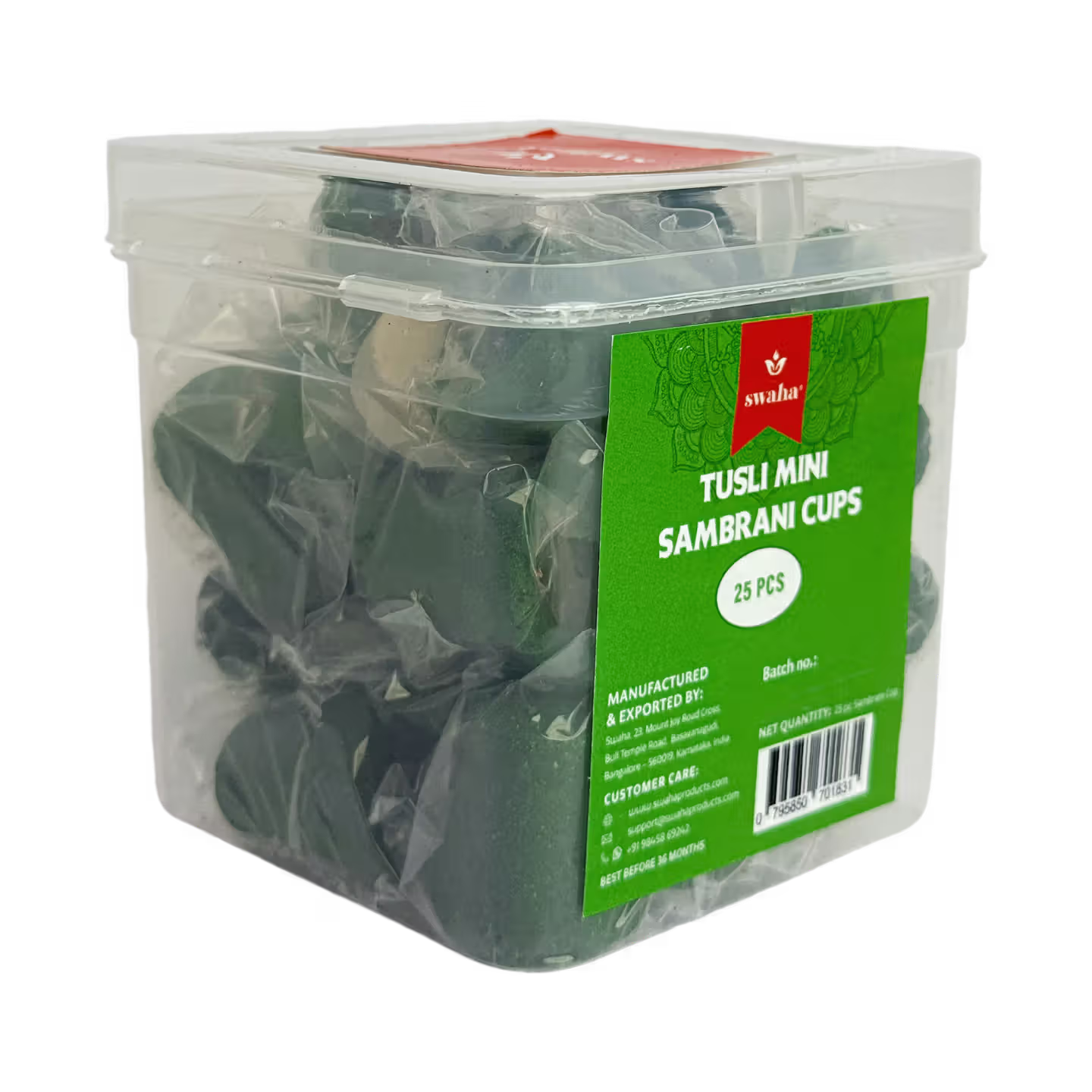 SWAHA TULSI MINI SAMBRANI CUPS 25PCS