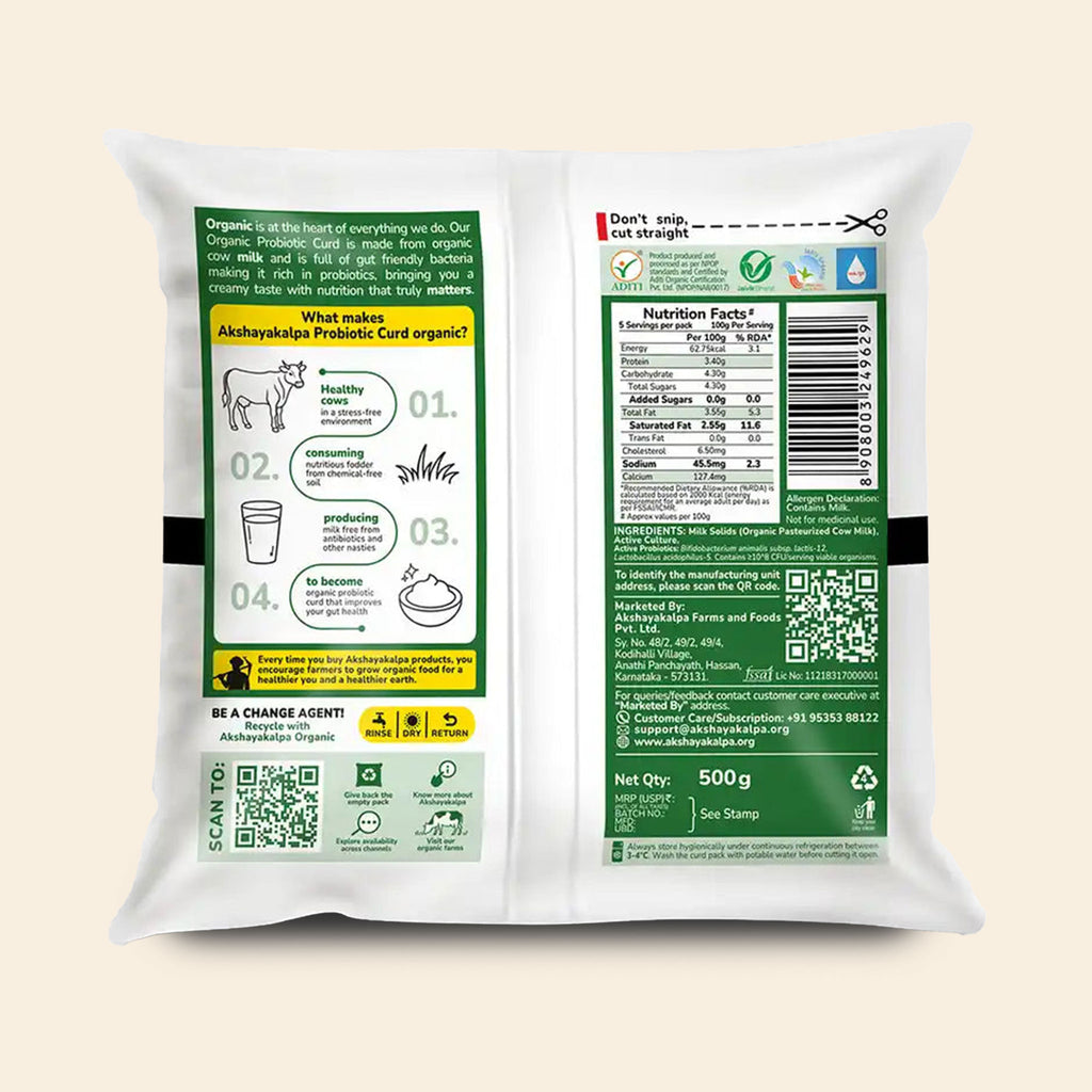 Akshayakalpa Organic Probiotic Curd 500 Gm