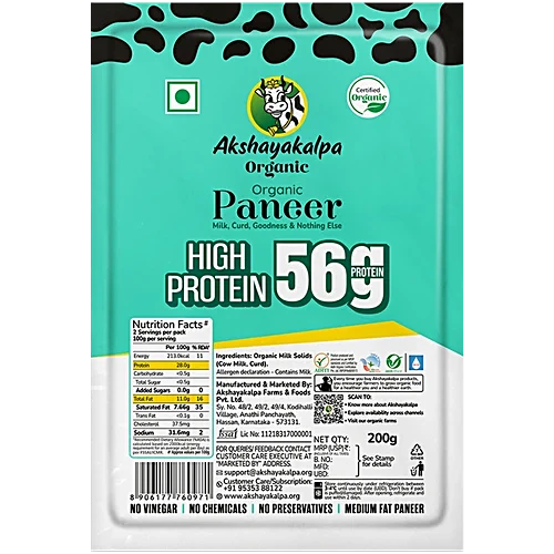 Akshayakalpa Organic Paneer - High Protein 56 g