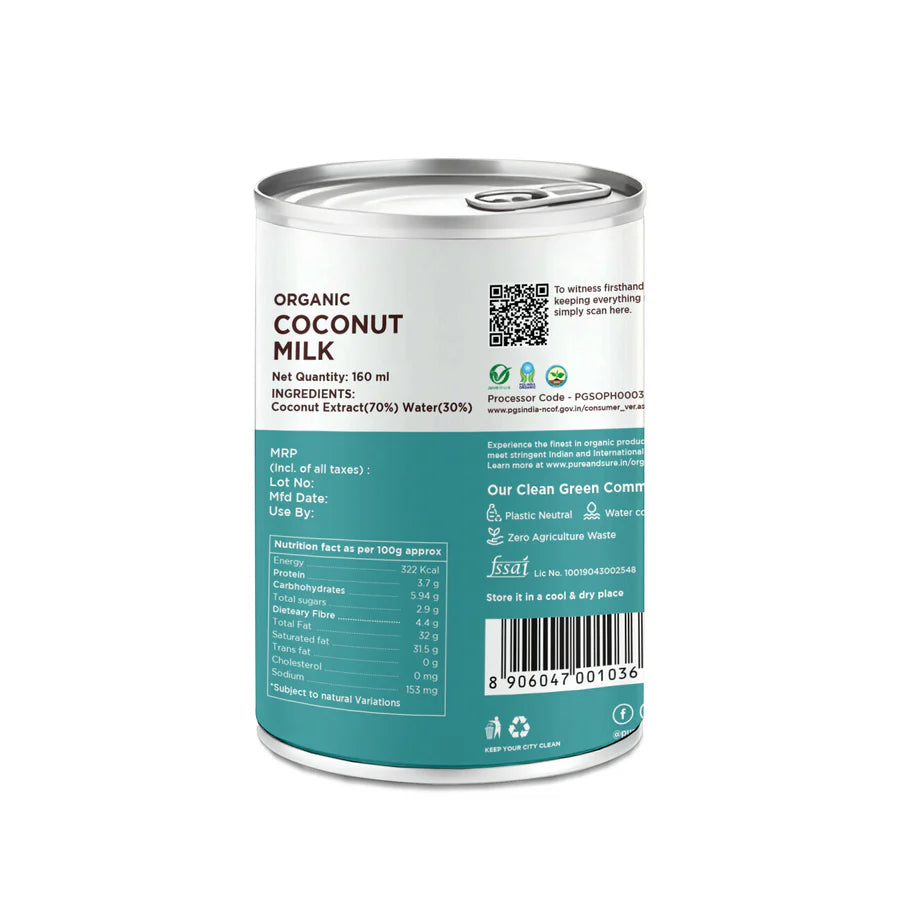 Pure And Sure Coconut Milk 160 Ml
