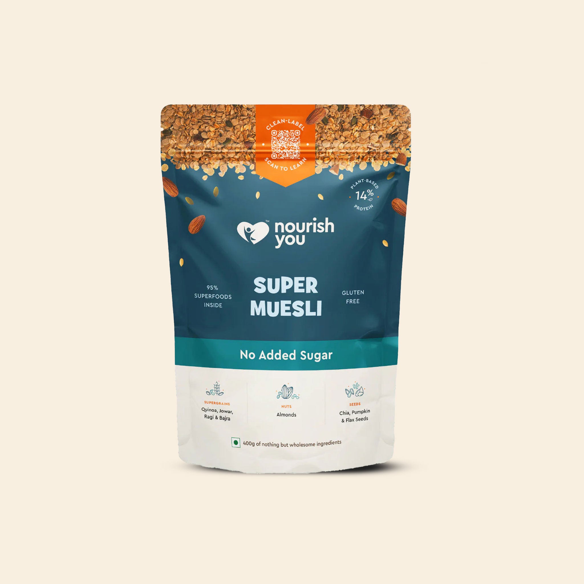 Nourish Super Muesli No Added Sugar 400G
