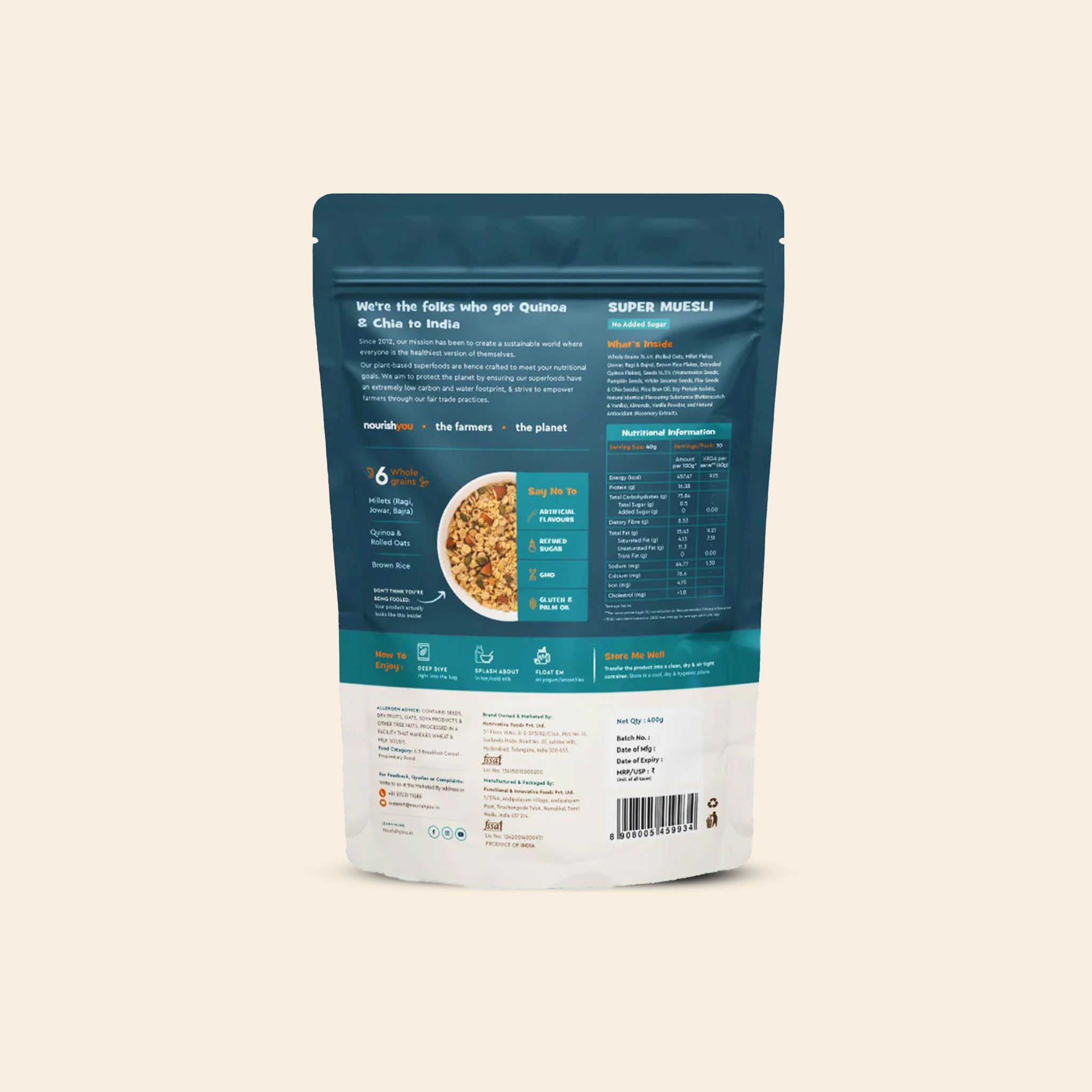 Nourish Super Muesli No Added Sugar 400G