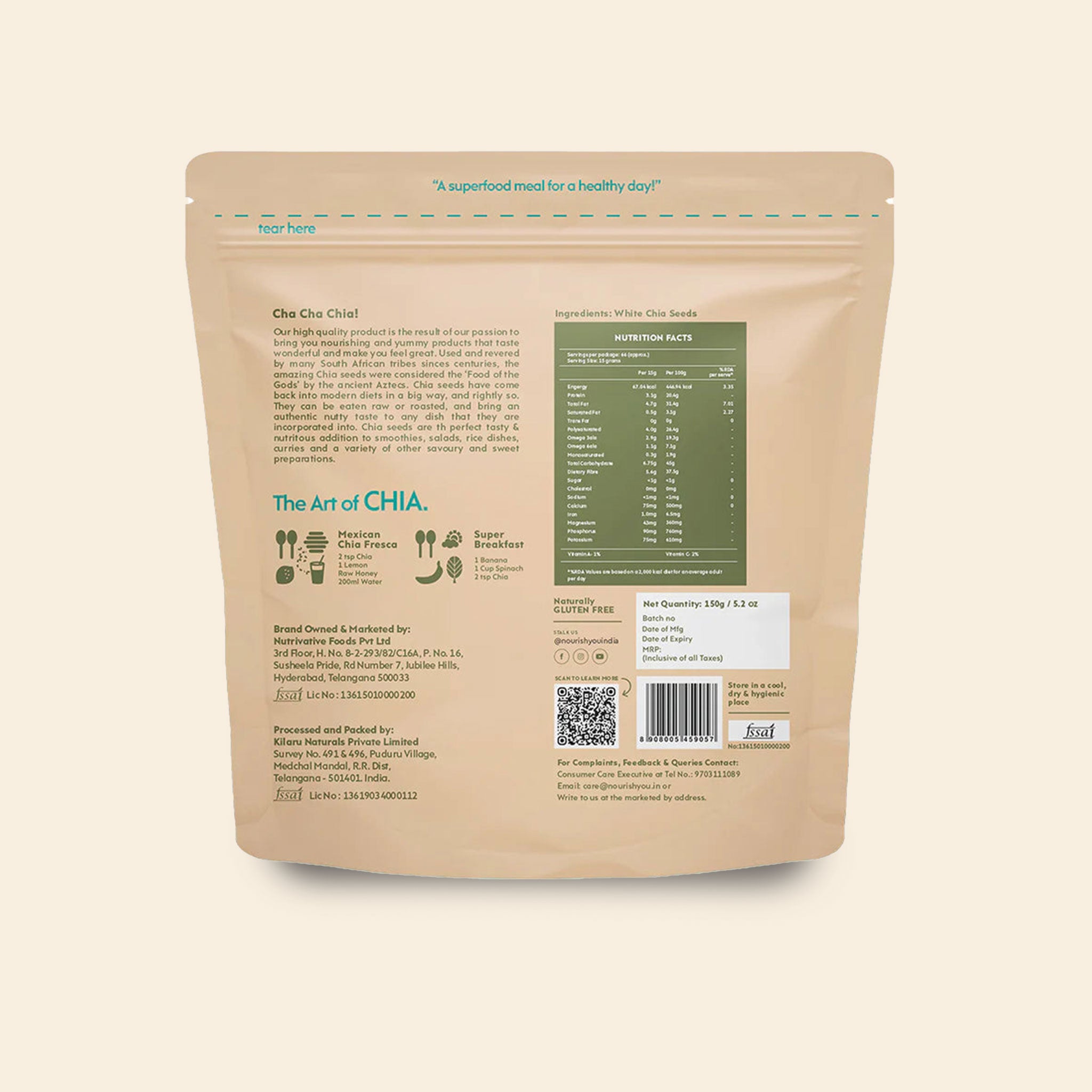 Nourish White Chia Seeds 150G