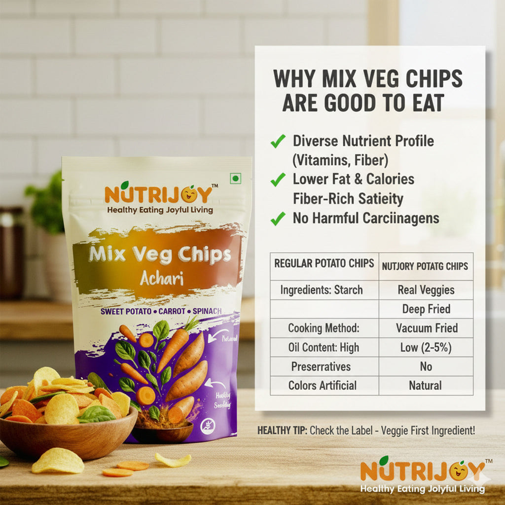 Nutrijoy Mix Veg Chips- Achari 85Gm