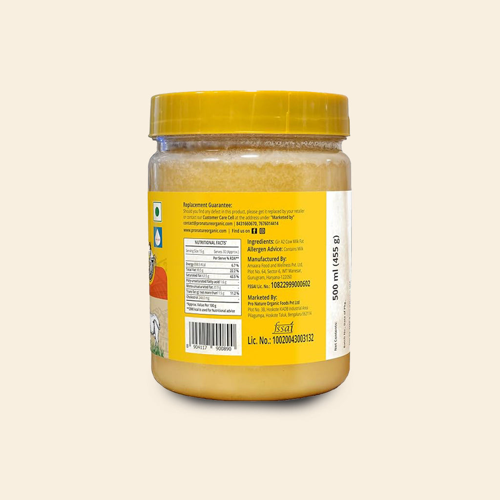 Pronature Cow Ghee A2 500 Ml Glass Jar