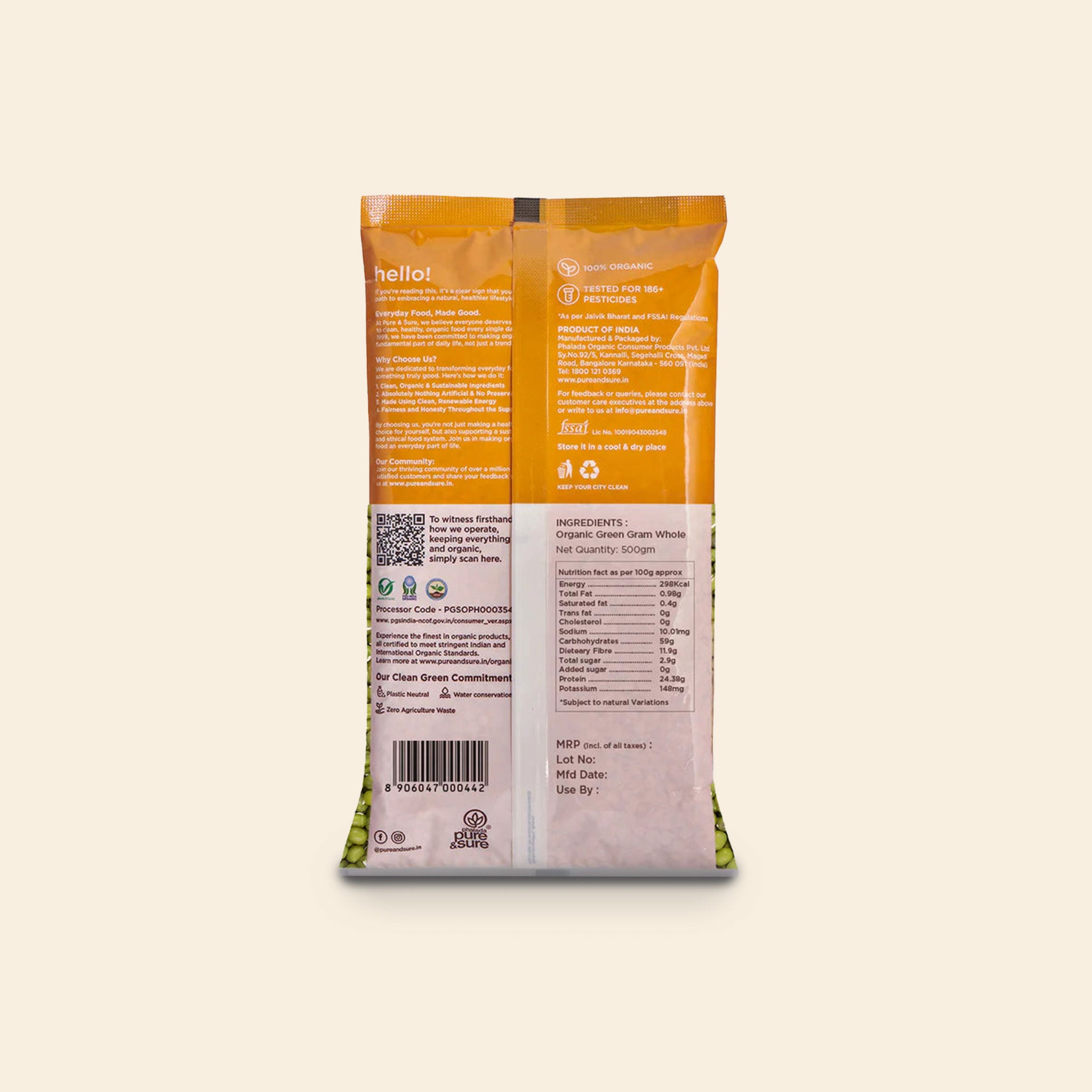 Ps Org Green Gram Whole - 500G