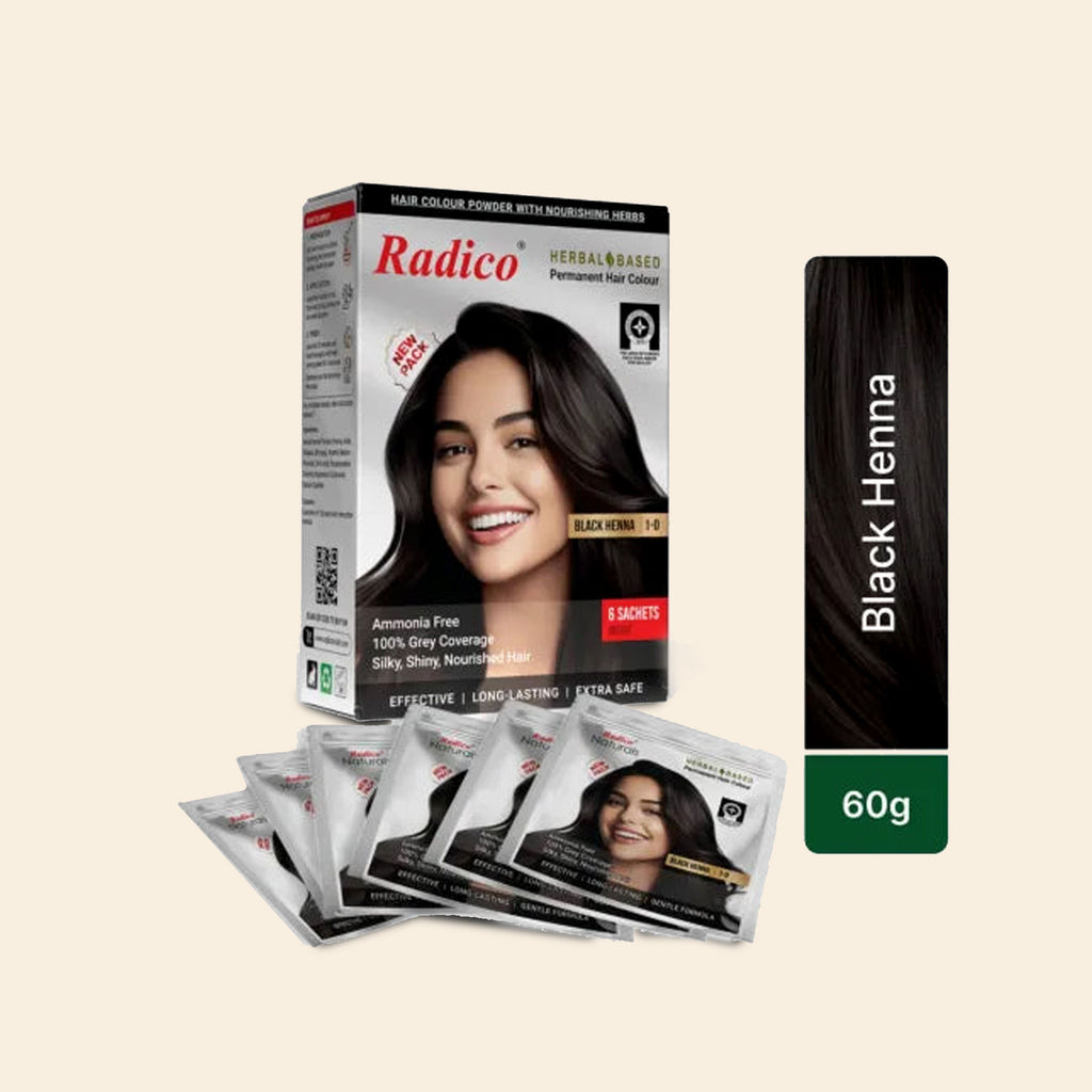 Radico Herbal Hair Color Natural Black Henna 60 Grams 100 G